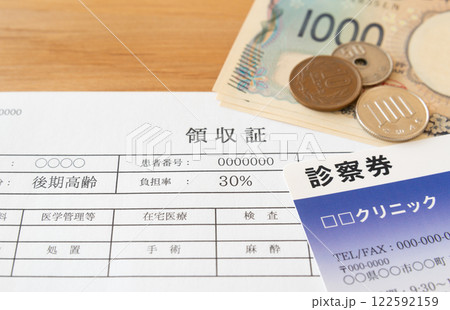 後期高齢者の30%窓口負担割合　3割負担　現役並み所得者　領収証　高齢者医療制度　窓口負担 122592159