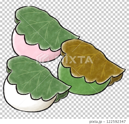 Three-colored Kashiwa mochi Three-colored Kashiwa mochi 122592347
