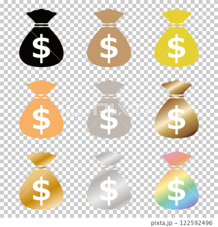 Dollar bag icon set Dollar bag icon set 122592496