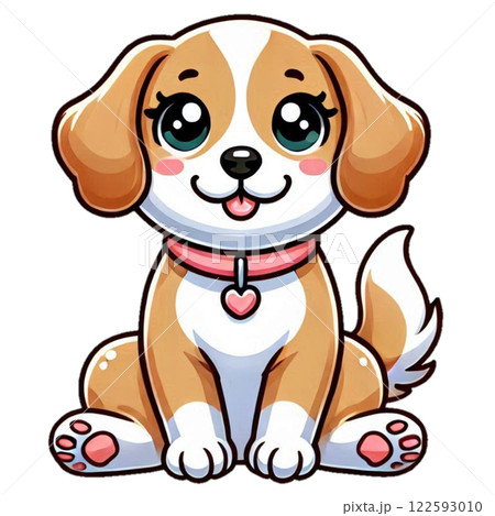 お座りした犬 122593010