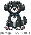お座りした犬 122593011