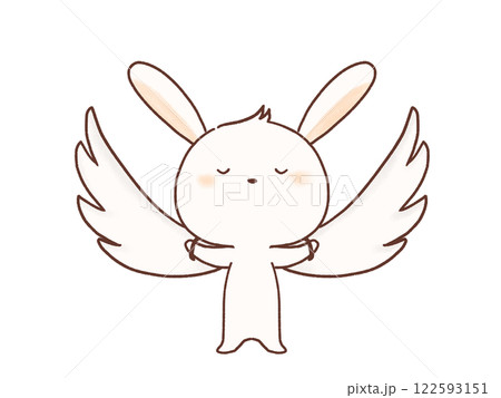 羽を広げて立つウサギのイラスト 122593151