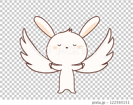 羽を広げて立つウサギのイラスト 122593151