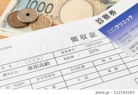 後期高齢者の20%窓口負担割合　2割負担　一定以上の所得者の負担割合　領収証　高齢者医療制度 122593265