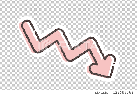 パステルカラーの矢印ベクターイラスト ジグザグ 下降 かわいい シンプル 122593362