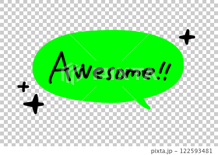 Awesomeの吹き出し。テキスト。叫び。手描きの引用。落書きフレーズアイコン。カード、ポスター、バ 122593481