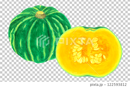 水彩で描いたかぼちゃのイラスト素材 122593812