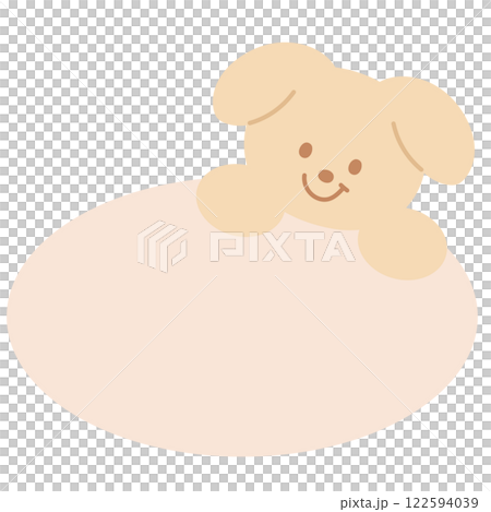 Cute illustration of puppy and blank space for insert text, name tag, comic, text bubbles, pet shop, vet, adopt and rescue animal, text, message, chat, dialogue, sticker, back to school, patch, print 122594039
