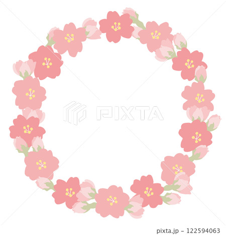 かわいい桜の花輪のベクターイラスト かわいい桜の花輪のベクターイラスト 122594063