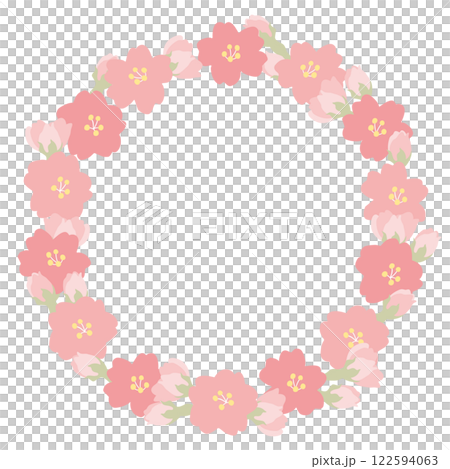 かわいい桜の花輪のベクターイラスト かわいい桜の花輪のベクターイラスト 122594063