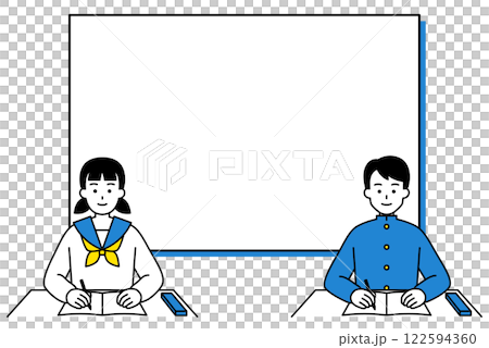 ホワイトボードの前で勉強している男女の学生 122594360