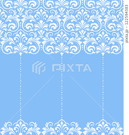 Wallpaper in the style of Baroque. White and blue floral ornament. Seamless vector background. Graphic pattern for fabric, wallpaper, packaging. Ornate Damask flower illustration Wallpaper in the style of Baroque. White and blue floral ornament. Seamless vector background. Graphic pattern for fabric, wallpaper, packaging. Ornate Damask flower illustration 122594383