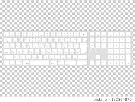 白色 JIS 日語鍵盤佈局插圖（頂視圖、PNG、向量） 122594870