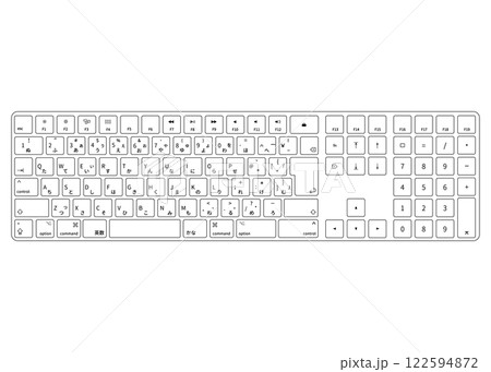 白いJIS配列の日本語キーボードのイラスト(俯瞰・PNG・ベクター) 白いJIS配列の日本語キーボードのイラスト(俯瞰・PNG・ベクター) 122594872