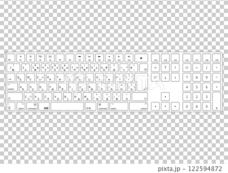 白いJIS配列の日本語キーボードのイラスト(俯瞰・PNG・ベクター) 白いJIS配列の日本語キーボードのイラスト(俯瞰・PNG・ベクター) 122594872