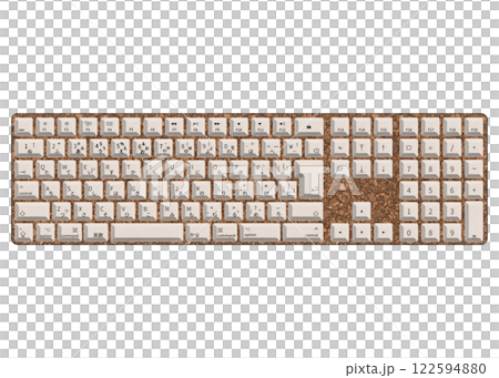 An illustration showing a Japanese JIS layout keyboard with a cork pattern, viewed from directly above. An illustration showing a Japanese JIS layout keyboard with a cork pattern, viewed from directly above. 122594880