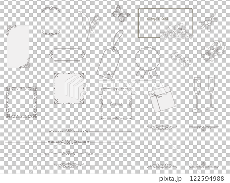 Set of stylish and elegant hand-drawn frames and cartoons 122594988