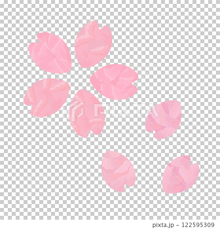 Simple watercolor hand-drawn illustration of cherry blossom petals 122595309