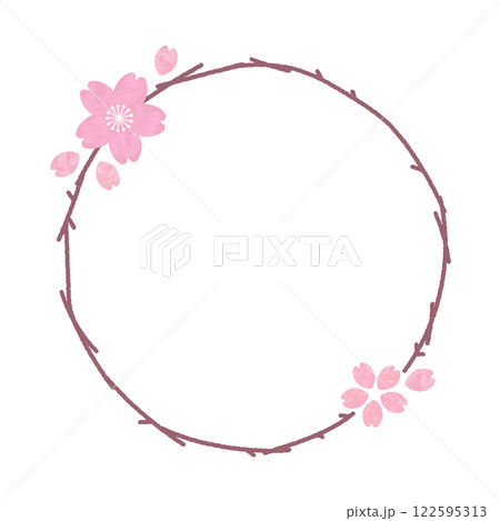 桜の水彩手書き風フレーム素材 桜の水彩手書き風フレーム素材 122595313