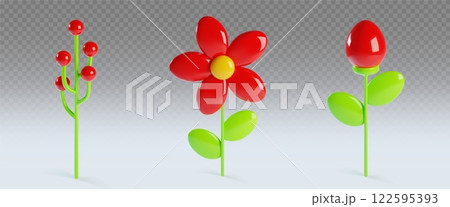 3D spring clay red flower collection 122595393
