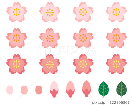 カラフルな桜の花のセットその2 カラフルな桜の花のセットその2 122596861