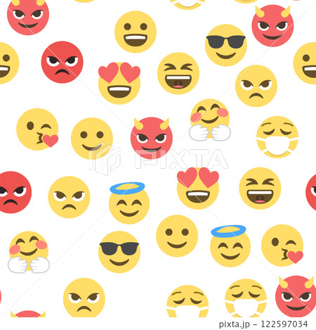 Seamless pattern of emoticons and emoji, emoji vector illustration, emoji background for social network 122597034