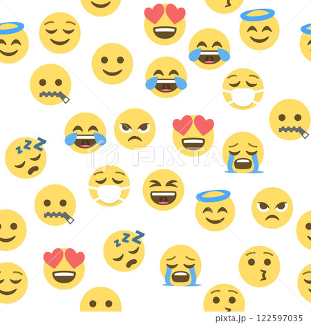 Seamless pattern of emoticons and emoji, emoji vector illustration, emoji background for social network Seamless pattern of emoticons and emoji, emoji vector illustration, emoji background for social network 122597035