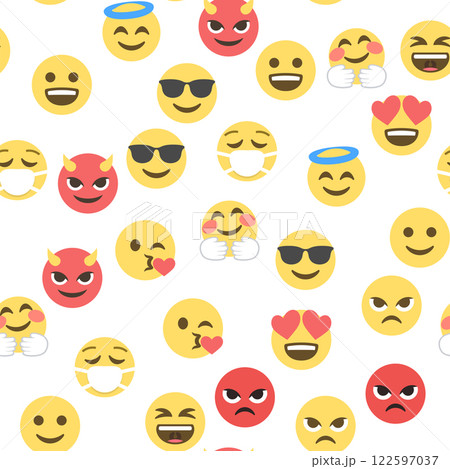 Seamless pattern of emoticons and emoji, emoji vector illustration, emoji background for social network 122597037