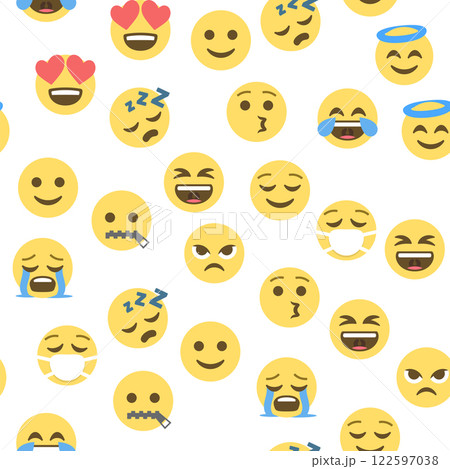 Seamless pattern of emoticons and emoji, emoji vector illustration, emoji background for social network Seamless pattern of emoticons and emoji, emoji vector illustration, emoji background for social network 122597038