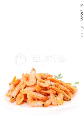 エビの唐揚げ　殻付き　つまみ　明るい背景 122597115