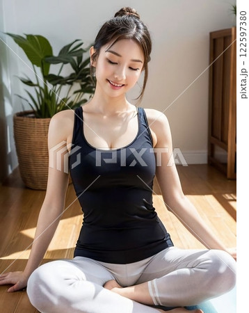 ヨガをする女性 122597380