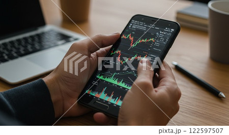 株価チャートを見る人 株価チャートを見る人 122597507