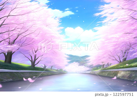 川沿いの桜並木 122597751