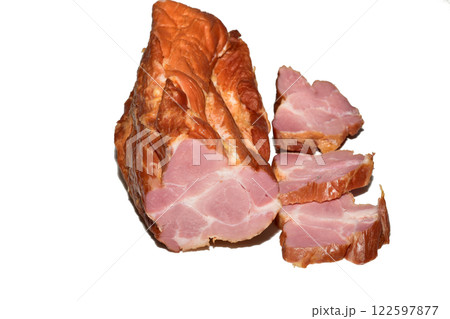 A piece of smoked pork. 122597877