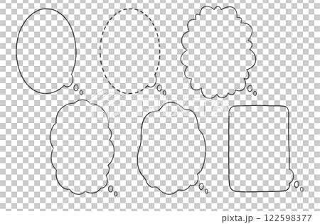 Hand-drawn manga-style speech bubbles (monologue): vertical, horizontal, monochrome, transparent Hand-drawn manga-style speech bubbles (monologue): vertical, horizontal, monochrome, transparent 122598377