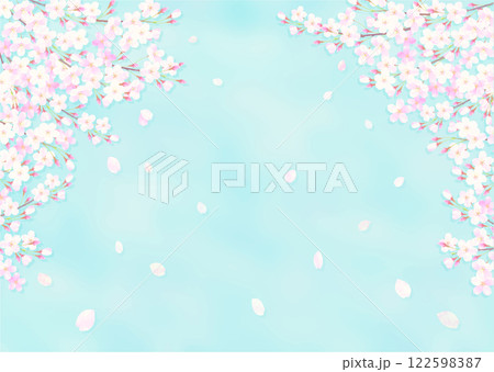 爽やかな青空と桜のフレーム 入学式・卒業式 122598387