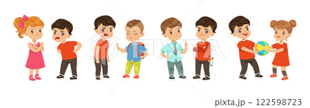 Warring Boy Kid Misbehave with Disobedient Behavior Vector Set Warring Boy Kid Misbehave with Disobedient Behavior Vector Set 122598723