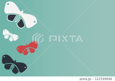 Horizontal background with butterflies and empty space for text. 122599080