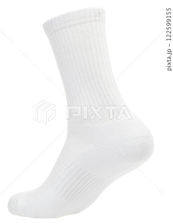 White sports crew sock on a mannequin foot 122599155