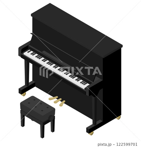 アイソメトリックイラスト：アップライトピアノ 122599701