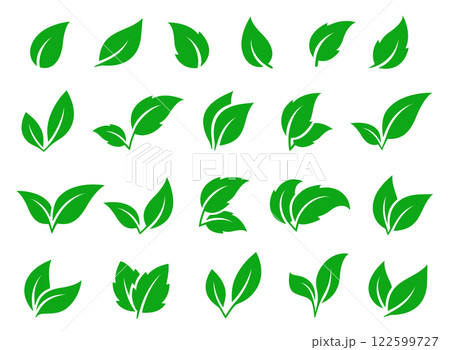 green leaves, branches set leaf icons 122599727