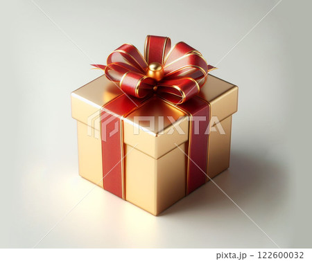 ゴージャスな金色と赤いリボンのプレゼントボックス 122600032
