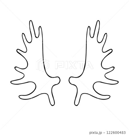 Vector hand drawn sketch outline moose horns Vector hand drawn sketch outline moose horns 122600483
