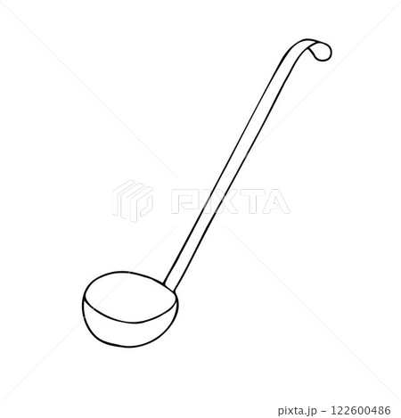 Vector hand drawn sketch doodle outline ladle Vector hand drawn sketch doodle outline ladle 122600486