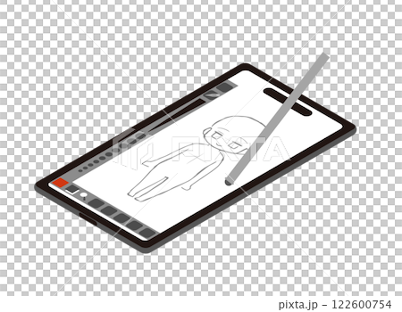 アイソメトリックのスマホで漫画やイラストを描くイメージイラスト アイソメトリックのスマホで漫画やイラストを描くイメージイラスト 122600754