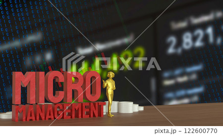 The Man and text for micro management 3d rendering. 122600770
