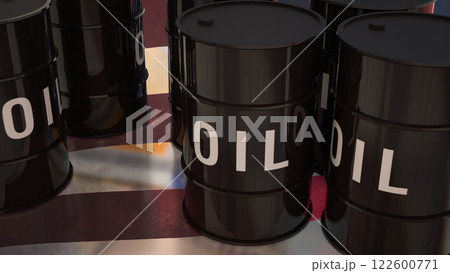 The Oil Tank on USA flag for Business concept 3d Rendering. 122600771