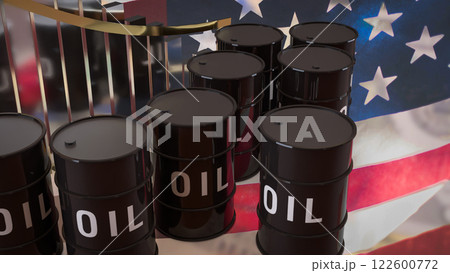 The Oil Tank on USA flag for Business concept 3d Rendering. 122600772