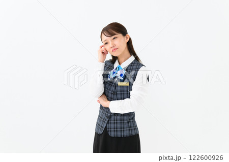 女性 制服 ビジネス 悩む 女性 制服 ビジネス 悩む 122600926