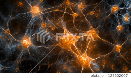 Close-up of neurons, neural network, nervous system, detail intricate of connections background 122602007